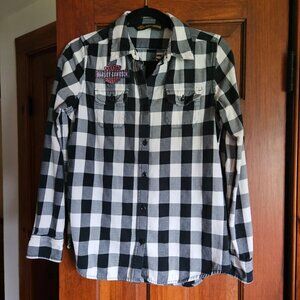Harley Davidson Black Watch Flannel Shirt Men's Sz S